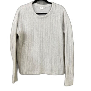Gap Cable Knit Sweater Women’s M Gray Wool Alpaca Blend Crew Neck Pullover